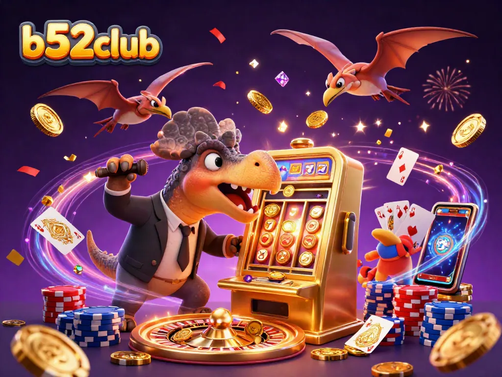 Engage with b52club's dynamic gaming scene featuring exciting slot jackpots and colorful casino elements.