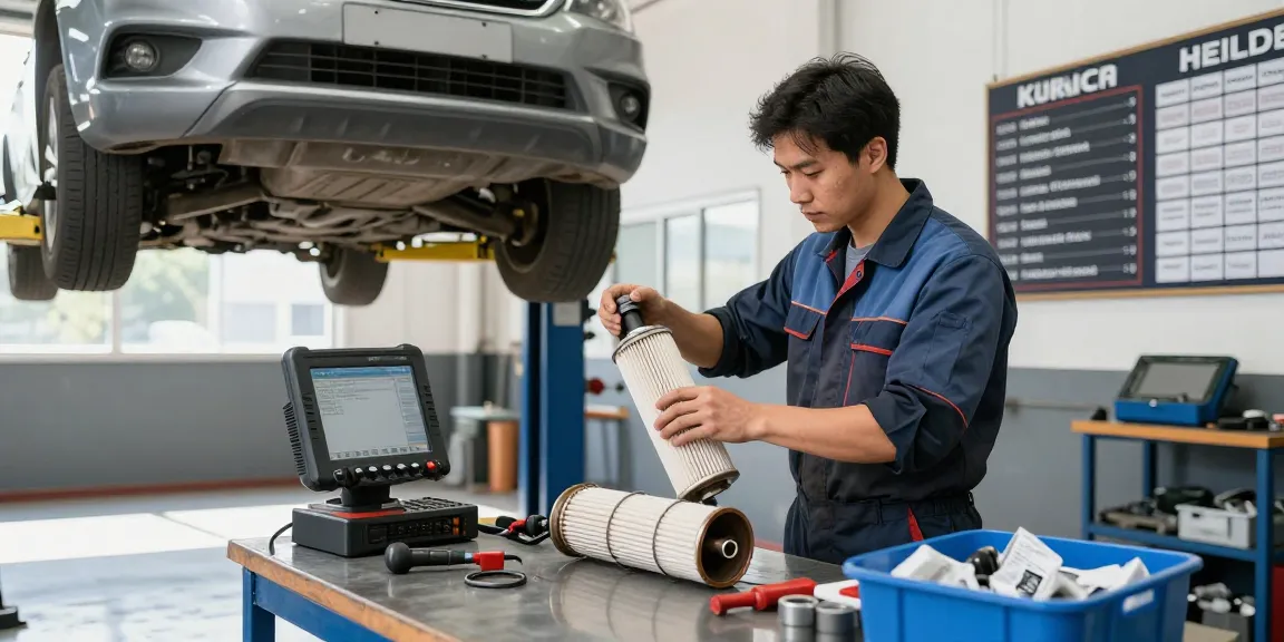 DPF Reinigung Hannover in einer Autowerkstatt, Mechaniker bei der Arbeit