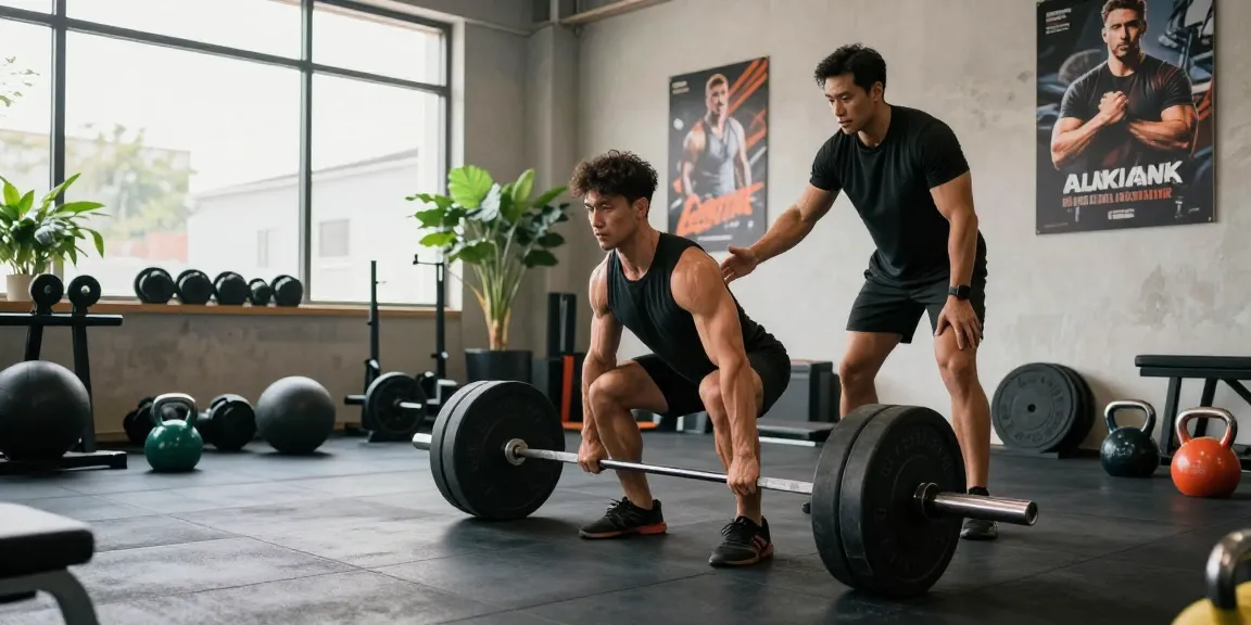 Trainierender Athlet im Selliza Shop Fitnessstudio mit Gewichten und Motivationspostern